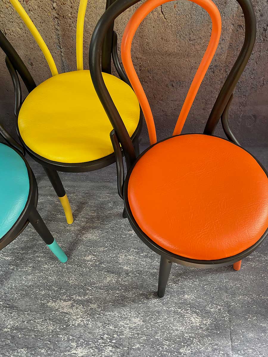 Hand painted bistro wooden chairs Creampot Furnishings